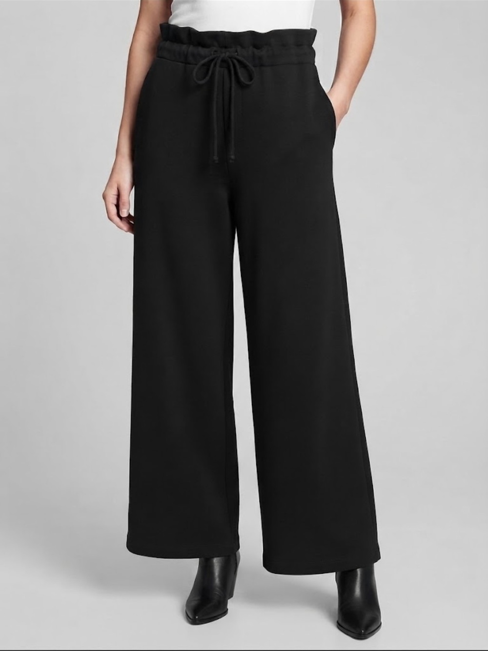 Express Black Wide-Leg Drawstring Pants